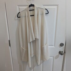 Vince Cream Open-Front Sweater Vest Wool Cashmere